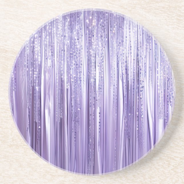 Girly Lavender Purple Glam Tinsel Stripes  Coaster (Front)