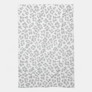 Girly Leopard Animal Print Silver Chic Tea Towel