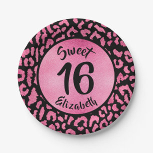 Girly Leopard Birthday Party Paper Plate