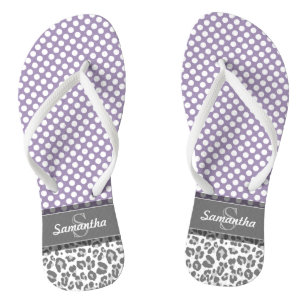Girly Leopard Spot Print Pattern Custom Monograms Thongs