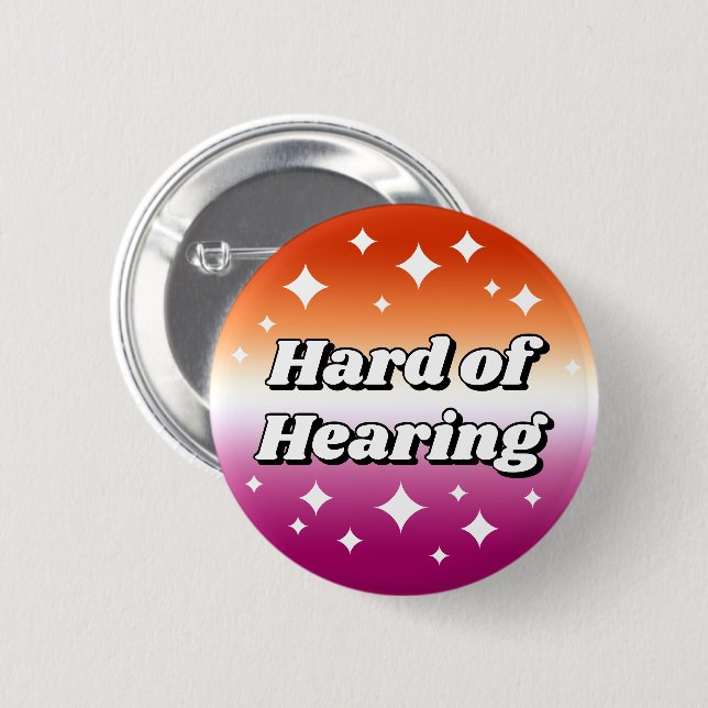 Girly Lesbian Flag Gradient Hard of Hearing 6 Cm Round Badge (Front & Back)