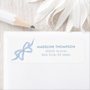 Girly Light Blue Bow Ribbon Return Address Return Address Label