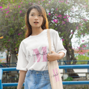 Girly Light Pink and Polka Dot Monogram Tri-Blend Shirt