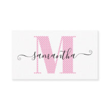 Girly Light Pink and White Polka Dot Monogram