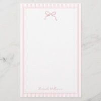 Girly Light Pink Bow and Stripes Border