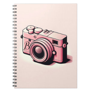 Girly Light Pink Camera Photography Personalised Notebook