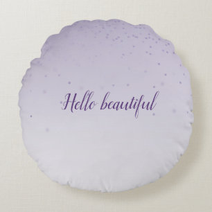 Girly Lilac Purple Confetti Glam Ombre Round Cushion