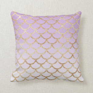 Girly Lilac Purple Gold Mermaid Glitter Sparkles Cushion