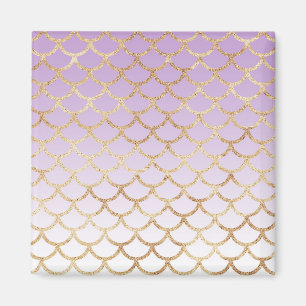 Girly Lilac Purple Gold Mermaid Glitter Sparkles Magnet