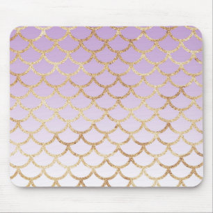 Girly Lilac Purple Gold Mermaid Glitter Sparkles Mouse Pad