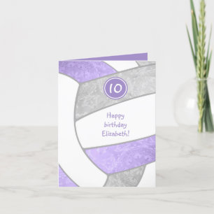 girly lilac purple grey volleyball greeting card