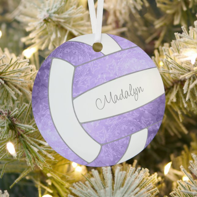 girly lilac purple keepsake volleyball metal tree decoration (Insitu)