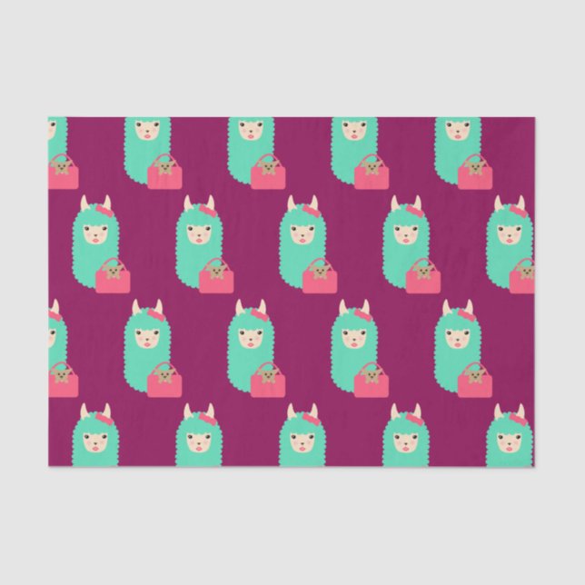 Girly Llama Emoji Tissue Paper (Front)