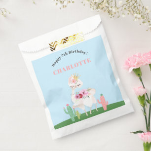 Girly Llama Floral Cactus Birthday Party Favour Bag