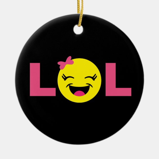 Girly LOL Emoji Ceramic Tree Decoration (Front)