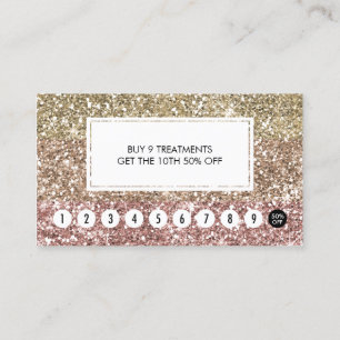 Girly Loyalty Punch Card Faux Rose Gold Glitter