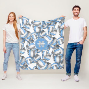 girly lt blue grey volleyball sports team colours fleece blanket