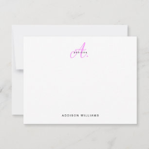 Girly Magenta Hot Pink Script Monogram Card