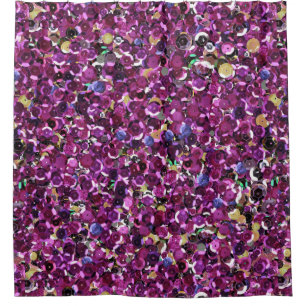 Girly Magenta Pink Faux Sequins Shower Curtain