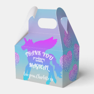Girly Magical Unicorn Ombre Glitter Birthday Favour Box