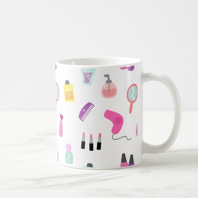 Girly Makeup, Beauty, Grooming Pattern Coffee Mug (Right)