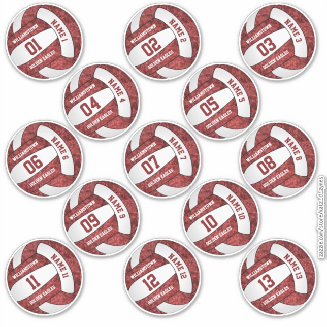 girly maroon white volleyball custom players names (Front)