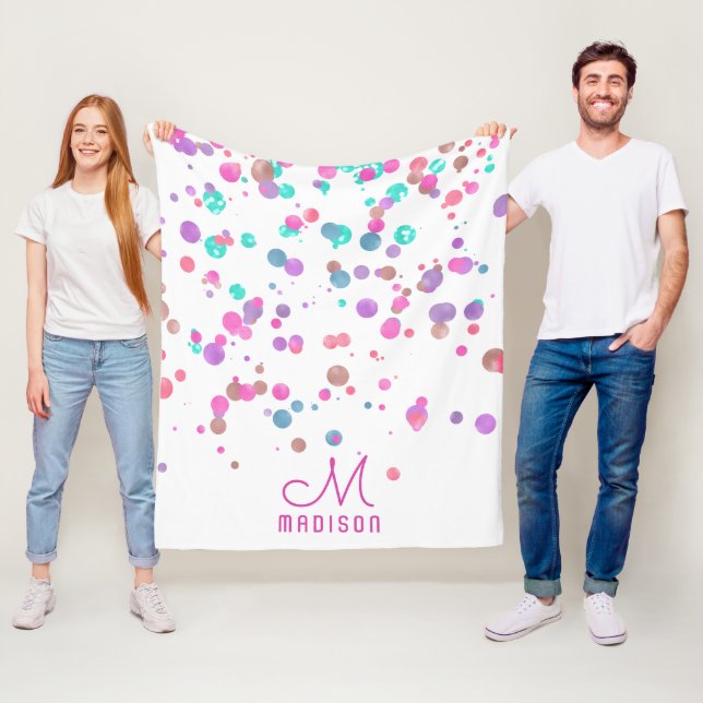 Girly Mermaid Glitter & Foil Confetti Monogram Fleece Blanket (In Situ)