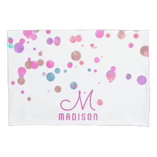 Girly Mermaid Glitter & Foil Confetti Monogram Pillowcase