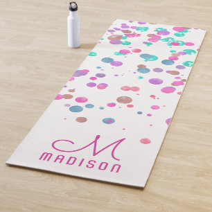 Girly Mermaid Glitter & Foil Confetti Monogram Yoga Mat