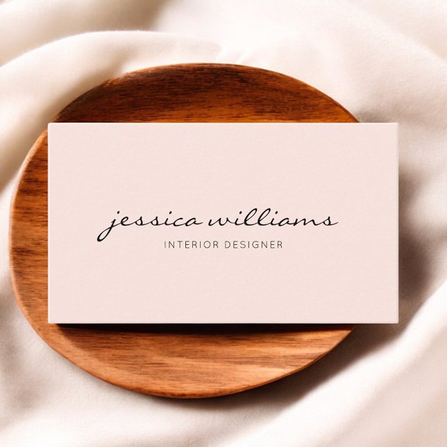 Girly Minimal Modern Calligraphy Blush Pink Business Card (Creator Uploaded)