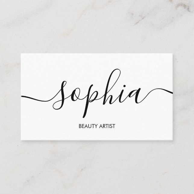 Girly Minimalist Calligraphy White Business Card (Front)