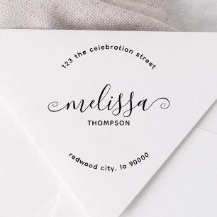 Girly Minimalist Elegant Script Return Address Self-inking Stamp