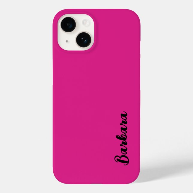 Girly Minimalist Hot Pink Black Name Monogram Case-Mate iPhone Case (Back)