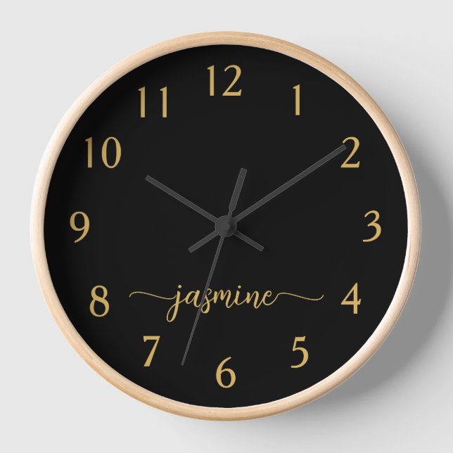 Girly Minimalist Monogram Name Signature Script Clock (Front)