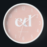 Girly Minimalist Pink Monogram  Clock<br><div class="desc">The perfect personalised addition to your study room decor. Customise this sleek timepiece to reflect your style, making it an ideal choice for students seeking study room decor with a touch of Korean elegance. Elevate your study desk decor and enhance desk organisation with this stylish clock. It's a must-have among...</div>