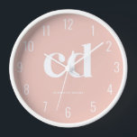 Girly Minimalist Pink Monogram  Clock<br><div class="desc">The perfect personalised addition to your study room decor. Customise this sleek timepiece to reflect your style, making it an ideal choice for students seeking study room decor with a touch of Korean elegance. Elevate your study desk decor and enhance desk organisation with this stylish clock. It's a must-have among...</div>