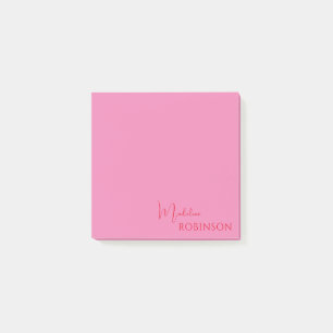 Girly Minimalist Pink Red Monogram Post-it Notes