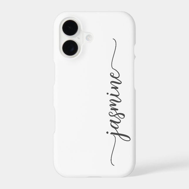 Girly Minimalist White Monogram Name Script (Back)