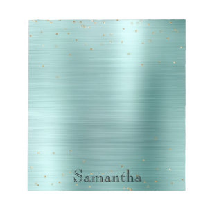 Girly Mint Glam Gold Sparkle Purple Confetti Notepad