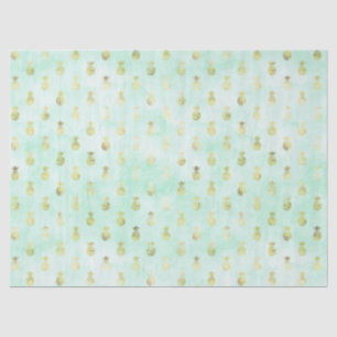 Girly Mint Glam Gold Tropical Pineapples Tissue Paper