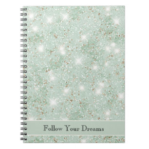 Girly Mint Glitter Dreams Notebook