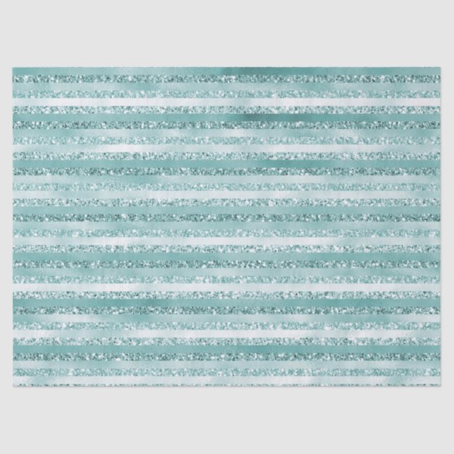 Girly Mint Glitter Glam Stripes Birthday Tissue Paper (Front)