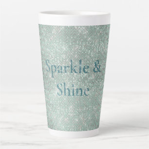 Girly Mint Glitzy Sparkle  Latte Mug