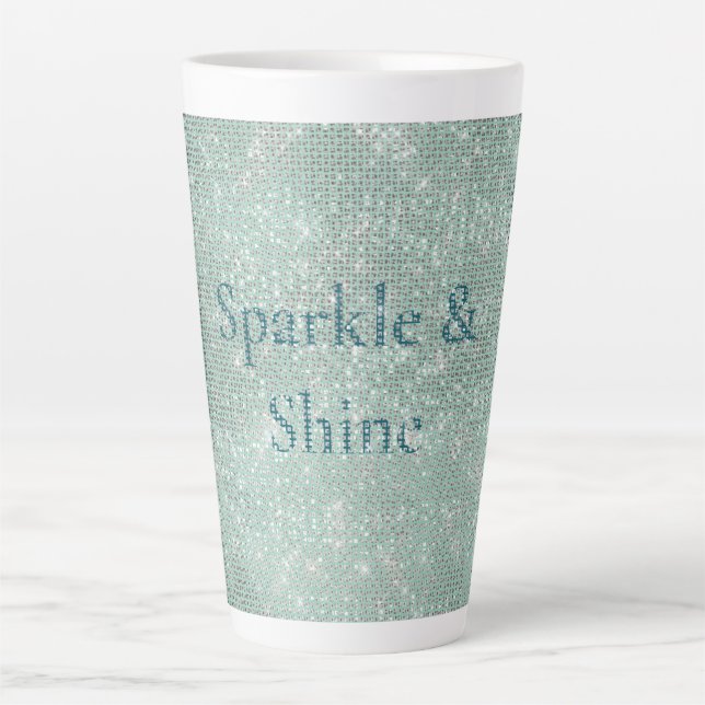 Girly Mint Glitzy Sparkle  Latte Mug (Front)