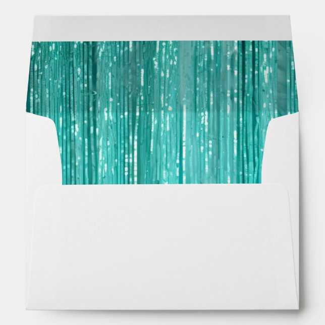 Girly Mint Green Tinsel Stripes Envelope (Back (Bottom))