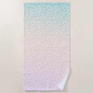 Girly Mint Peach Pink Purple White Leopard Print Beach Towel