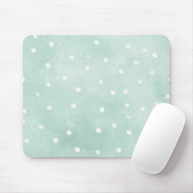 Girly Mint White Dots  Mouse Pad (With Mouse)