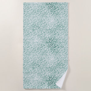 Girly Mint White Leopard Print Beach Towel
