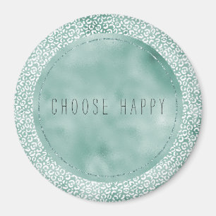 Girly Mint White Leopard Print Magnet