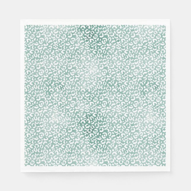 Girly Mint White Leopard Print Napkin (Front)